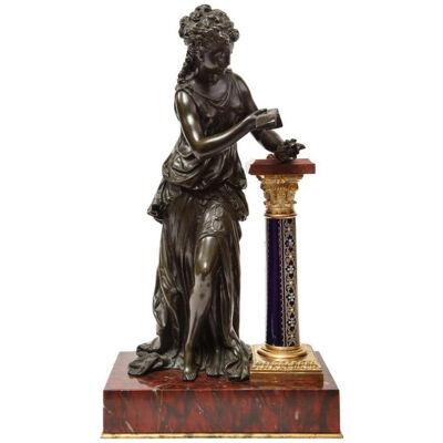 Exquisite French Bronze, Rouge Marble, and Sèvres Style Porcelain Sculpture 1880