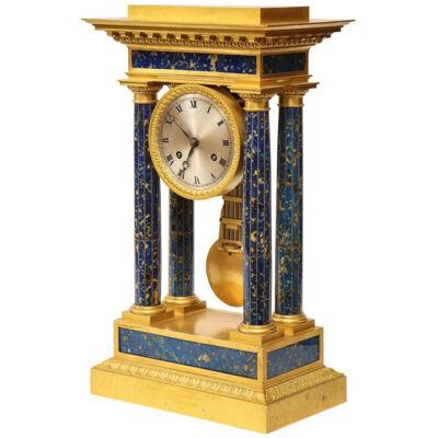 French Empire Ormolu and Lapis Lazuli Mantle Clock, circa 1860