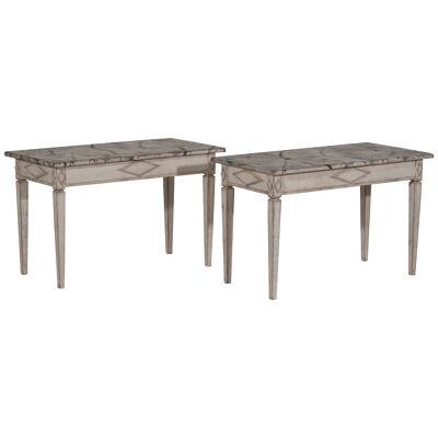 Pair of freestanding Gustavian style console tables, 20th C.