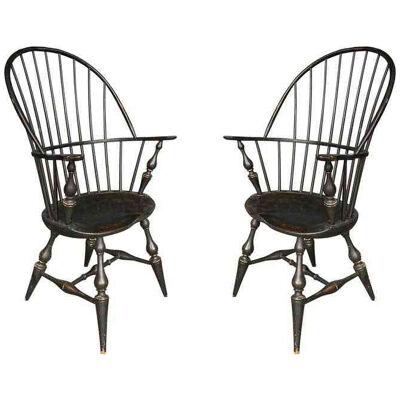 Pair of American Hoopback Windsor Chairs