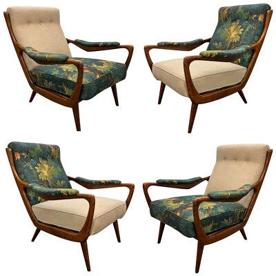 Set of Four 1950s Danish Modern Lounge Chairs