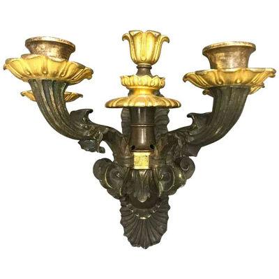 Early 19th Century French Charles X Gilt Bronze Sconce