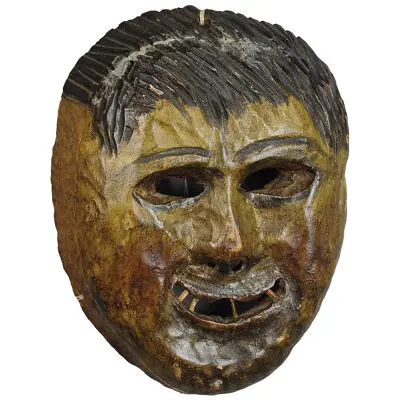Folksy Hand Carved Tyrolian Carnival Fasnet Mask 