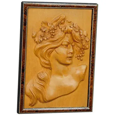 Wooden Carved Victorian Lady Wall Plaque, circa 1920