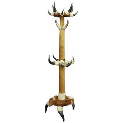 Antique Bull Horn Hall Stand with Cow Fur ca. 1870