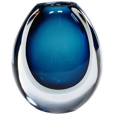 Vase with Blue and Grey Layers, Vicke Lindstrand for Kosta 1950s 