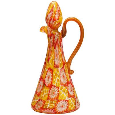 Antique Millefiori Jug with Handles by Fratelli Toso, Murano circa 1920