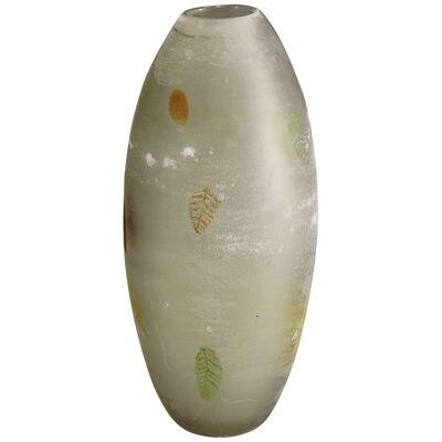 Gino Cenedese 'A Scavo' Glass Vase with Fall Leaves 
