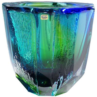 Vintage Crystal Art Glass Vase by Goeran Waerff for Kosta 1970s 