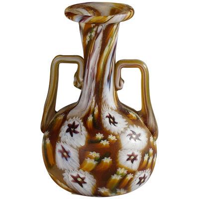 Fratelli Toso Millefiori Murrine Vase in brown and white Murano 
