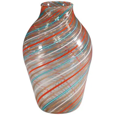 Fratelli Toso Multicoloured a Canne Vase, Murano, Italy ca. 1965