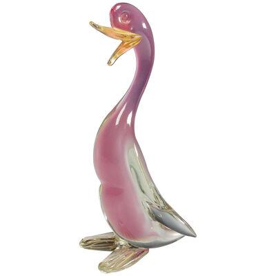 Archimede Seguso Alabastro Art Glass Duck, Murano Italy 1950s