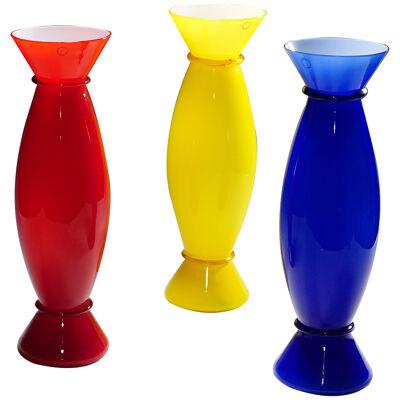 Acco Vases by Alessandro Mendini for Venini, Murano Set of Three 