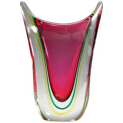 Midcentury Murano Sommerso Art Glass Vase by C.O.V.E.M 1960s 