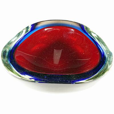 Midcentury Modern Murano Sommerso Art Glass Bowl 1960s