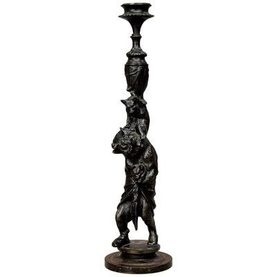 Victorian Casted Iron Candle Stick with Bears