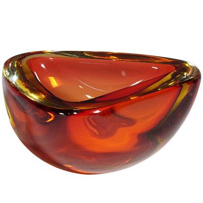 Heavy Seguso Vetri d'Arte (attr.) Sommerso Murano Art Glass Bowl