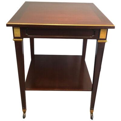 Mahogany and Brass Center Table by Hugnet