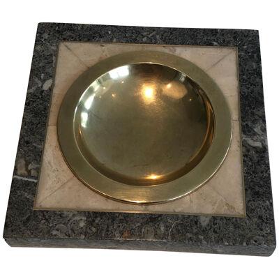Neoclassical Style Faux-Marble and Brass Vide-Poche circa 1970