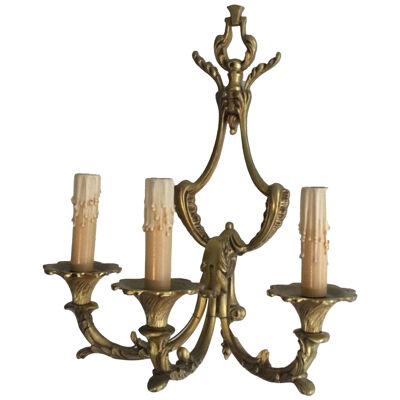 Pair of Large Louis the 15th style 3 Lights Bronze Sconces