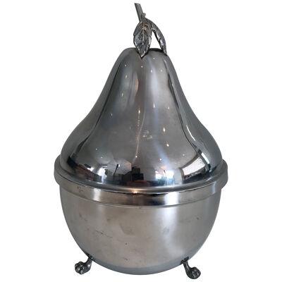 Pear Silver Plated and Smoked Glass Liquor Cellar