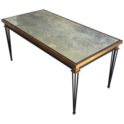 Painted and Gilt Steel Coffee Table in the style of Jacques Quinet