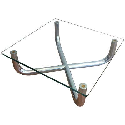 Chromed Coffee Table with Glass Shelf
