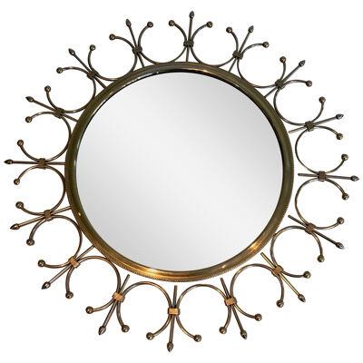 Brass and Brushed Steel Sunburst Mirror