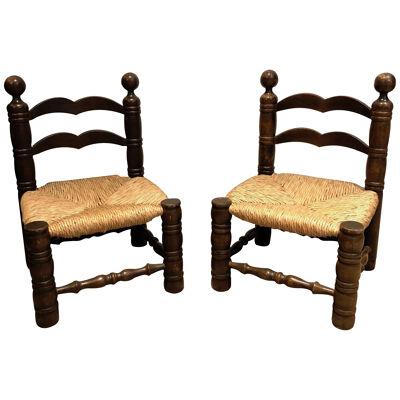Pair of Low Brutalist Chairs by Charles Dudouyt