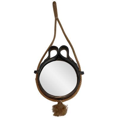 Small Ceramic and Rope Mirror