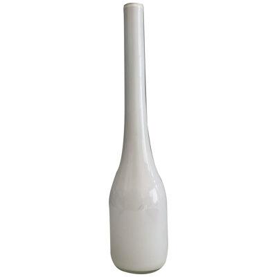Tall White Opaline Glass Vase