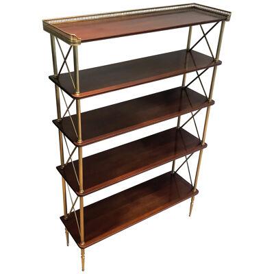 Mahogany and Brass Shelves Unit Attributed to Maison Jansen