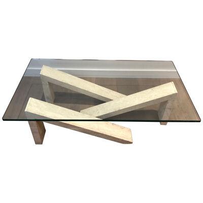 Marble Coffee Table with Glass Top
