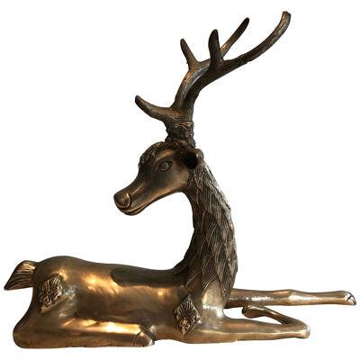 Bronze Lying Deer with Shamanic Inlays