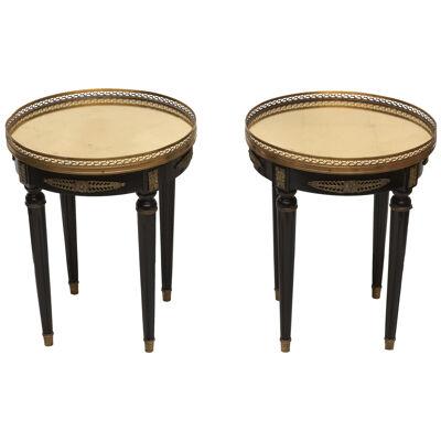 A Pair of Hollywood Regency Style Black Lacquered Side Tables, France 1940.