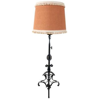 Early 20th Century Italian Wrought Iron Floor Lamp, Height Adjustable