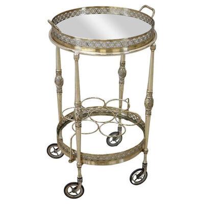 Italian Brass and Glass Drinks Trolley or Bar Cart, 1980s Equipped with Tray