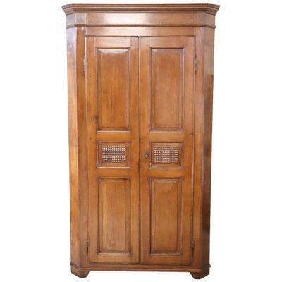 Early 20th Century Solid Walnut Corner Cupboard or Corner Cabinet