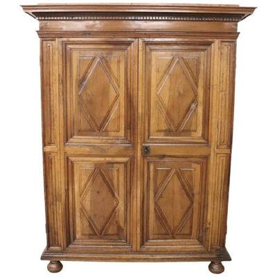 Late 17th Century Louis XIV Solid Walnut Antique Wardrobe or Armoire with Secret