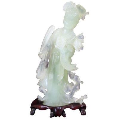 20th Century Chinese Sculpture, Geisha in Carved Jade