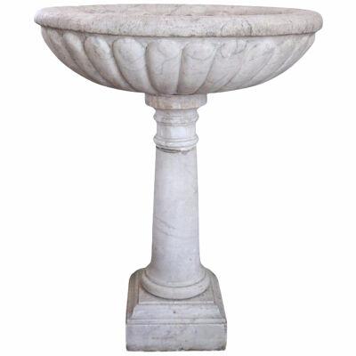 Early 18th Century Italian Antique Hand Carved White Carrara Marble Font