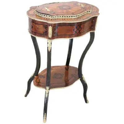 19th Century French Napoleon III Inlaid Wood with Golden Bronzes Planter Table