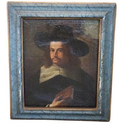 17th Century Antique Oil Painting on Canvas Portrait of a Gentleman