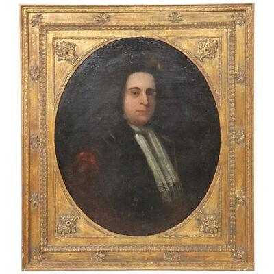 18th Century Antique Oil Painting on Canvas Oval Portrait of a Gentleman