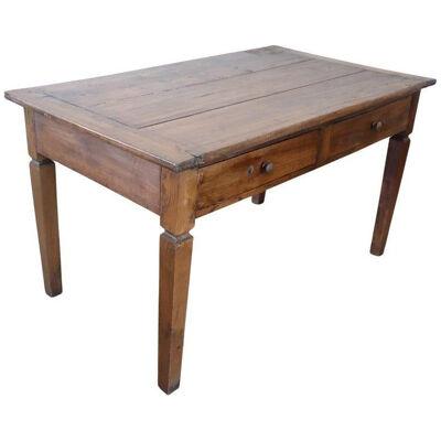 19th Century Italian Rustic Kitchen Table or Writing Table in Poplar Wood