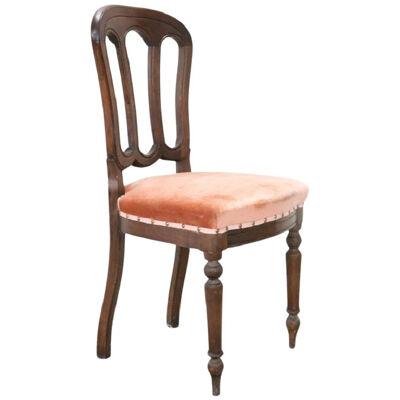 Elegant 19th Century Italian Antique Single Chair with Velvet Seat
