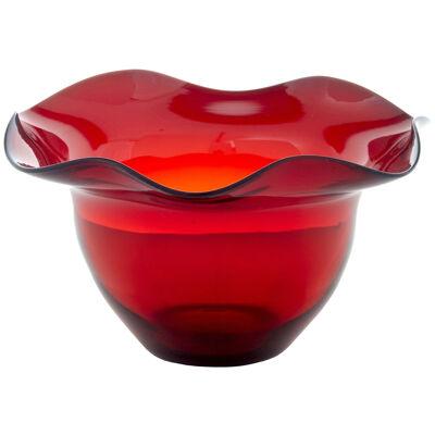 MID 20TH CENTURY SHAPED RED ART GLASS VASE BY MONICA BRATT