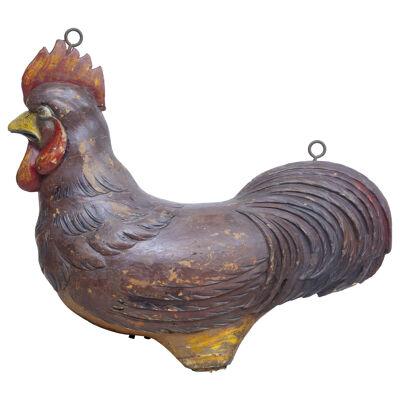 FRENCH 19TH CENTURY CARVED SOLID WOOD ROOSTER SHOP DISPLAY