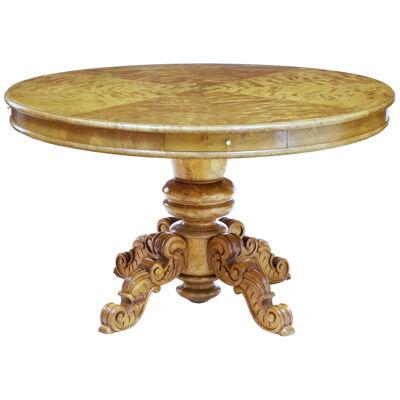 19TH CENTURY BIRCH SWEDISH CARVED DRUM CENTRE TABLE