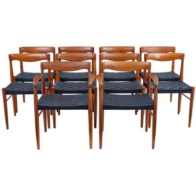 SET OF 10 MID CENTURY TEAK DINING CHAIRS BY BRAMIN